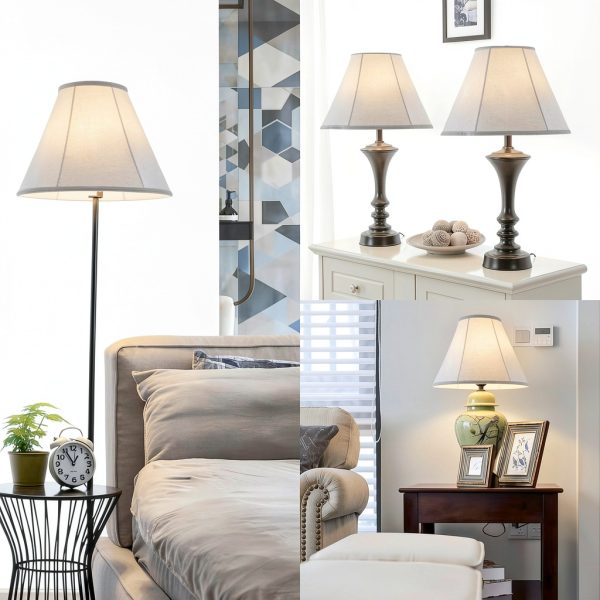 GO&SO Linen Lamp Shade Bell Shape Natural Fabric Table Floor-7