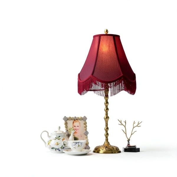 GO&SO Burgundy Victorian Lamp Shade Faux Silk Bell Shape-6