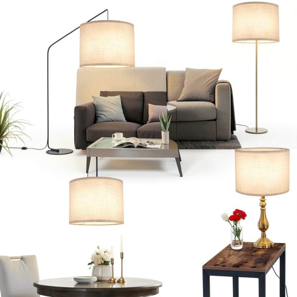 LEYINPEI Linen Lamp Shade Beige Modern Round Lined-1