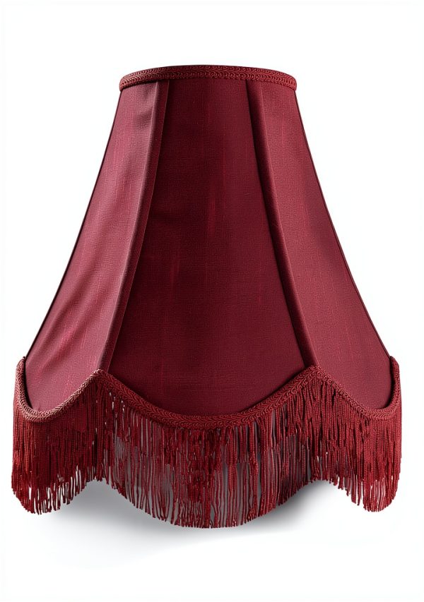 GO&SO Burgundy Victorian Lamp Shade Faux Silk Bell Shape-1
