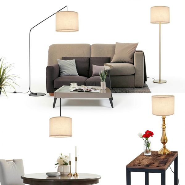 Linen Lamp Shade LEYINPEI Beige Modern Screw-on Lighting-1