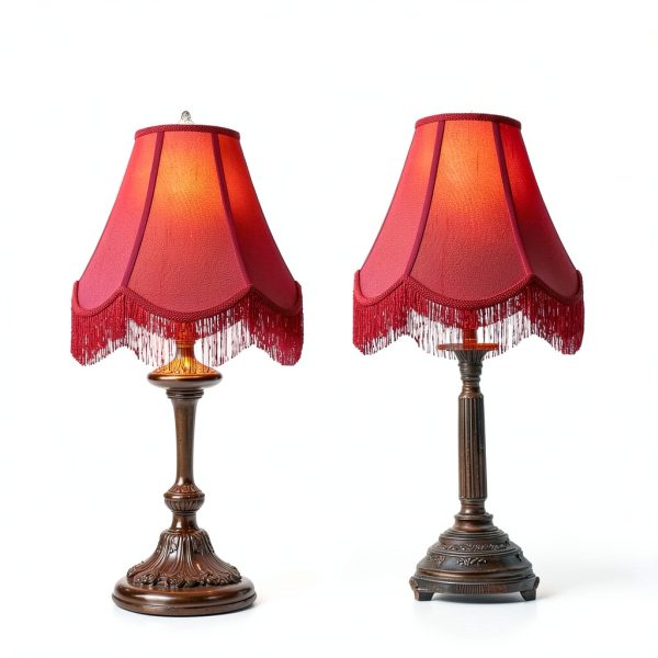 GO&SO Burgundy Victorian Lamp Shade Faux Silk Bell Shape-5
