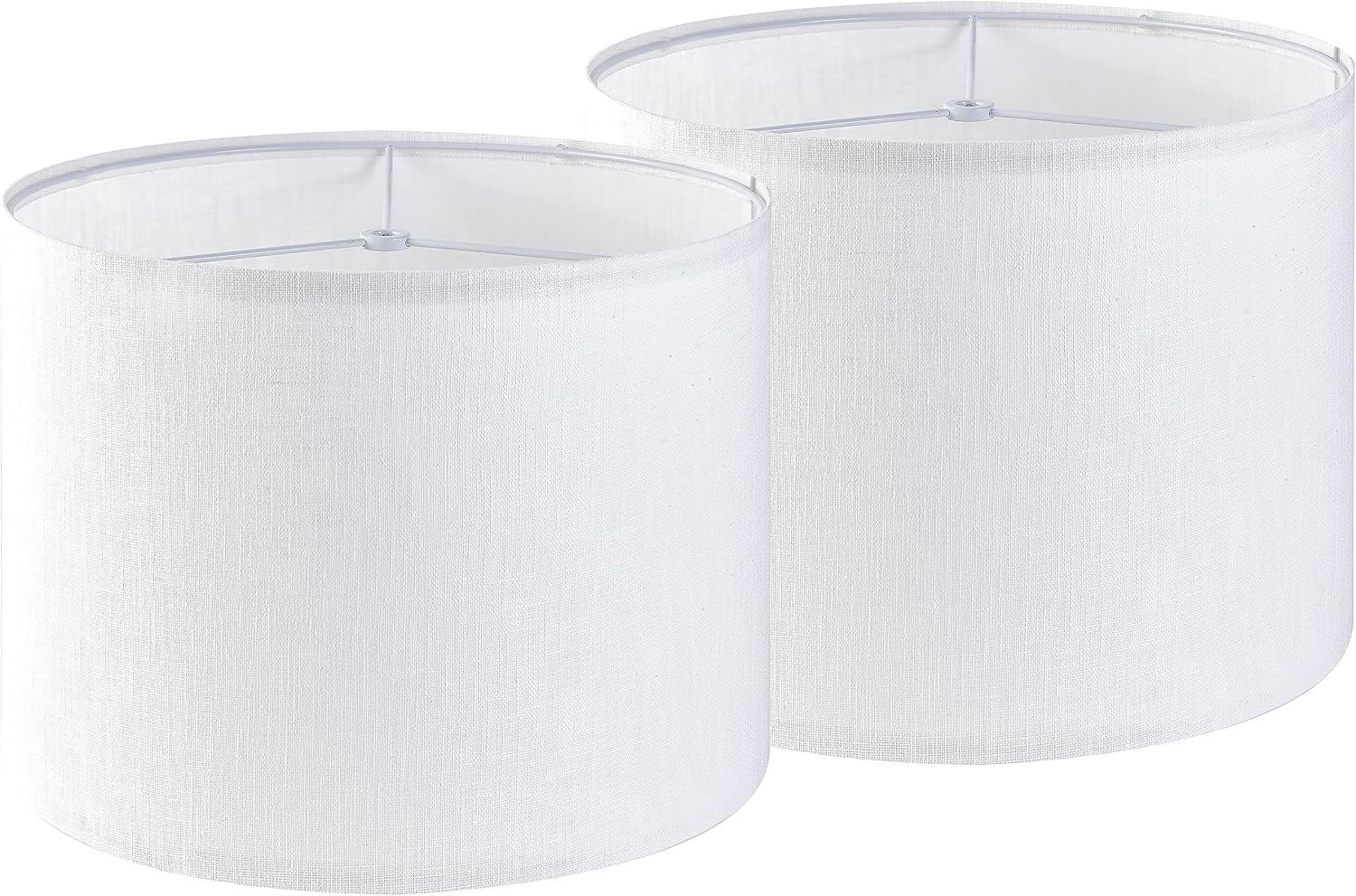 GO&SO linen drum lamp shade installed on a table lamp in a living room