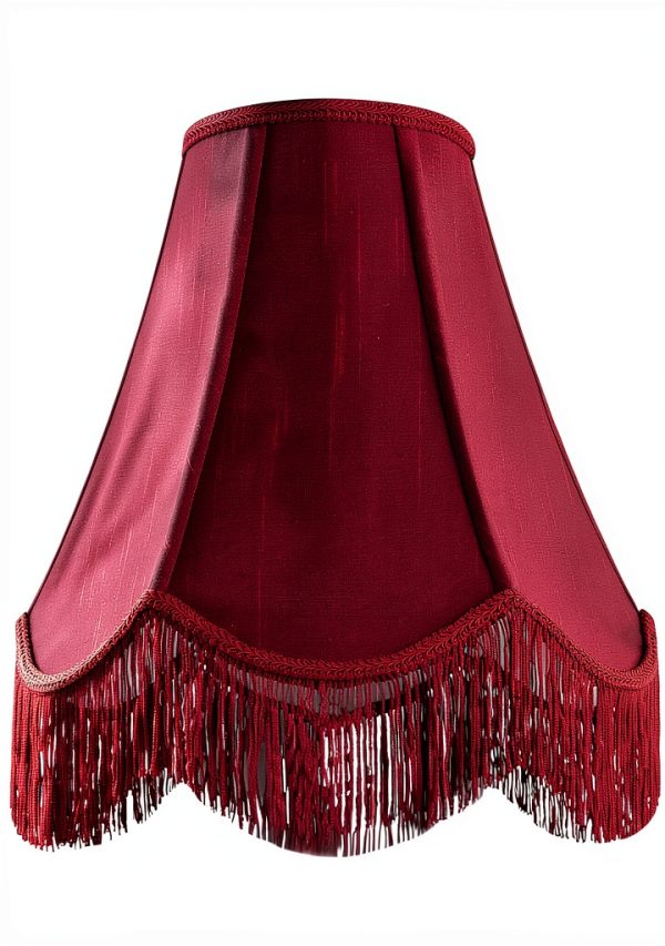 GO&SO Burgundy Victorian Lamp Shade Faux Silk Bell Shape-4
