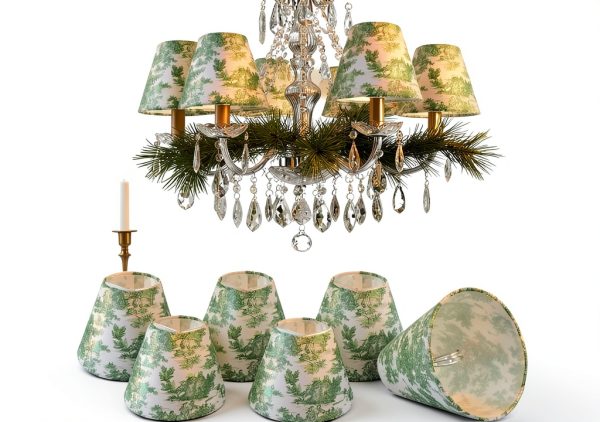 VIHOSE Clip On Lampshade French Toile Fabric Candle Bulb-0