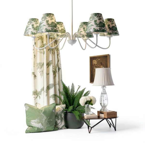 VIHOSE Clip On Lampshade French Toile Fabric Candle Bulb-5