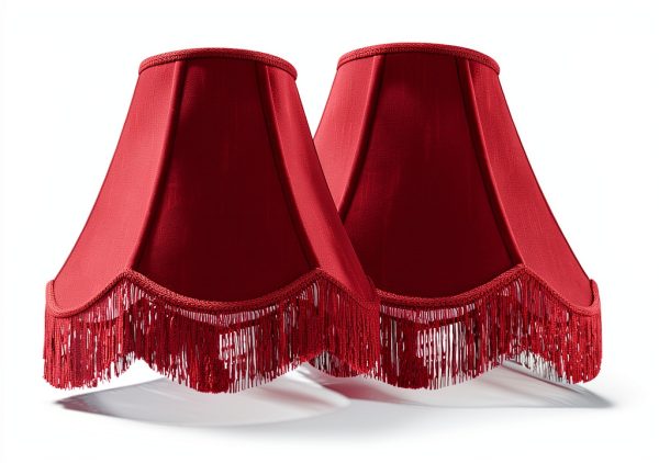 GO&SO Burgundy Victorian Lamp Shade Faux Silk Bell Shape-0