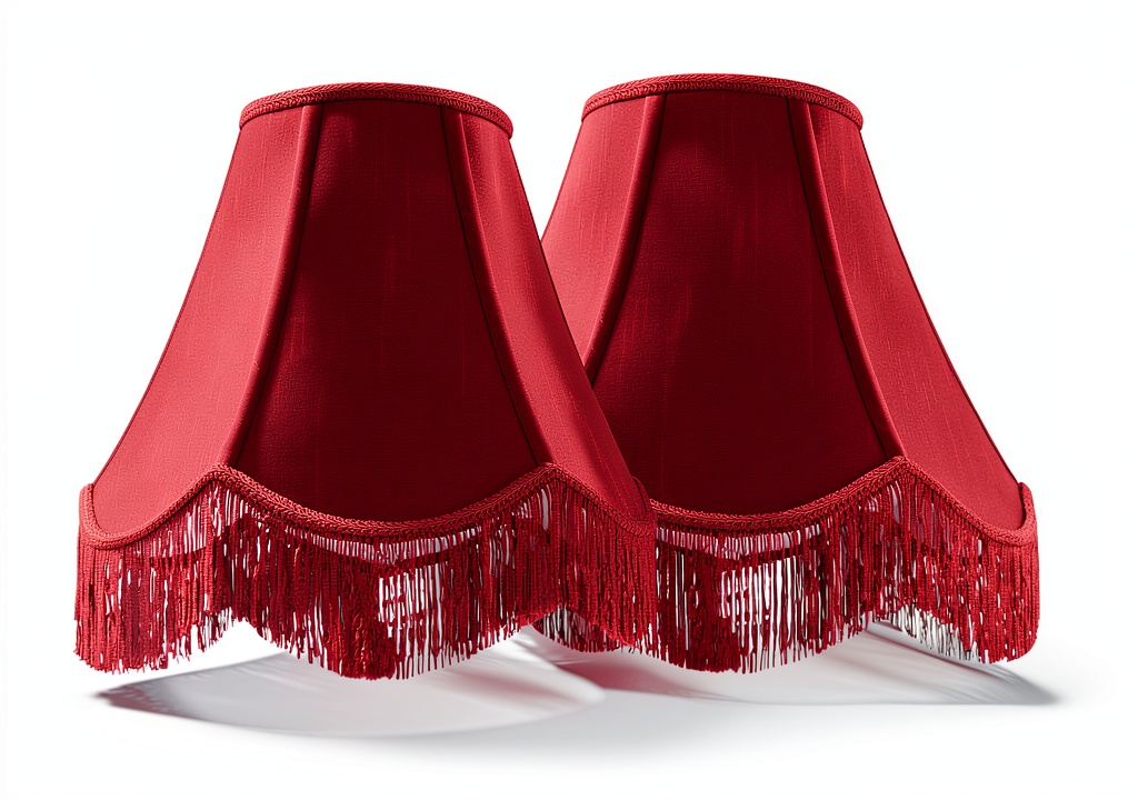 GO&SO Burgundy Victorian Lamp Shade on a table lamp in a cozy living room