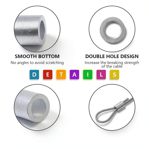 Auvotuis Aluminum Wire Rope Sleeves Crimp Loops Industrial-3