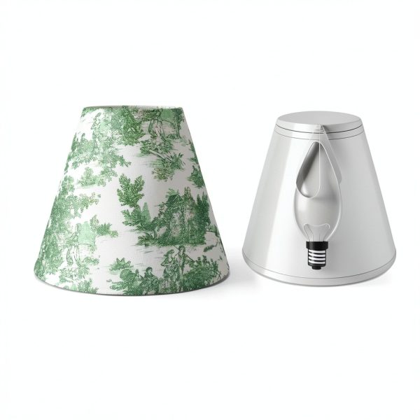 VIHOSE Clip On Lampshade French Toile Fabric Candle Bulb-1