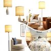 YoflowX Linen Drum Lampshade Modern Beige Floor Lamp-4