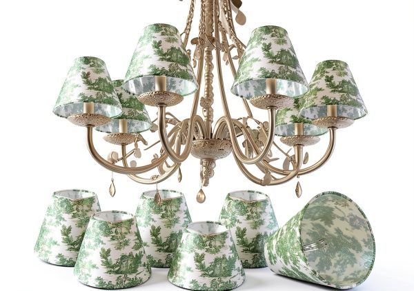 VIHOSE Clip On Lampshade French Toile Fabric Candle Bulb-7