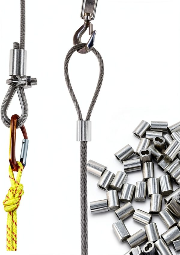 Wire Rope Crimping Loop Sleeves Silver Tone Aluminum-5