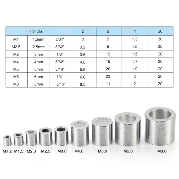 uxcell Wire Rope Crimping Loop Sleeves Aluminum-1