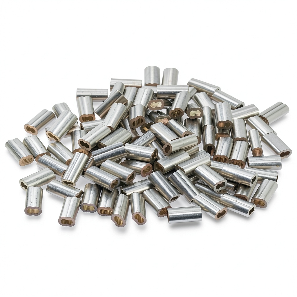 Installing Wire Rope Ferrule Kit QfwdfcTrenz Aluminum Sleeve on a wooden workbench