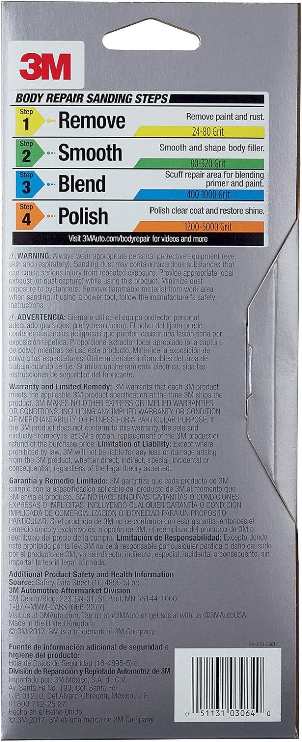 3M Performance 3000 Grit Sandpaper, 3-2/3 in x 9 in, Polish Clear Coat and Paint, Restore Shine, Ideal for Detailed Finishing and Polishing, Very Fine Grade Abrasive for Refined Finishes (03064)-7